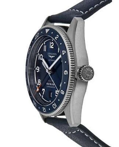 Pre-owned Longines Spirit Zulu Time Blue Dial Leather Strap Men's Watch L3.802.4.93.2
