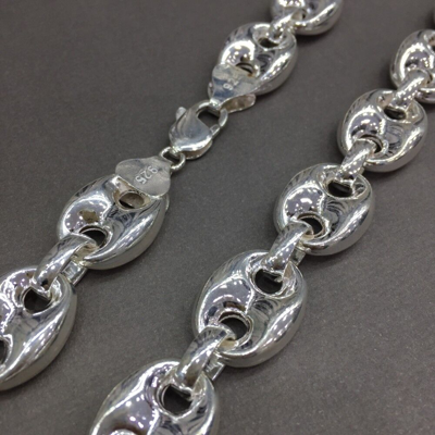 Pre-owned Handmade 17mm Mens Puffed Mariner Link Chain Necklaces 925 Sterling Silver 97gr 22 Inch