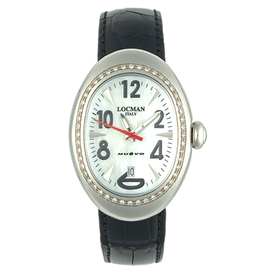 Pre-owned Locman Nuovo Diamond Mother-of-pearl Sapphire Quartz Watch Ref 020, 33x46mm