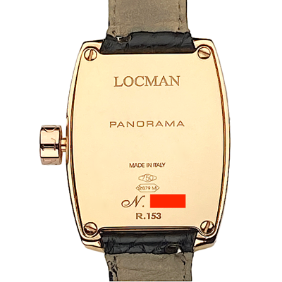 Pre-owned Locman Panorama 18k Gold Alligator Strap Women's Quartz Watch Ref 153, 29 X 39mm