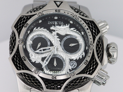 Pre-owned Invicta Reserve 31510 Venom Iii Dragon Swiss Chronograph Black Watch 52.5mm