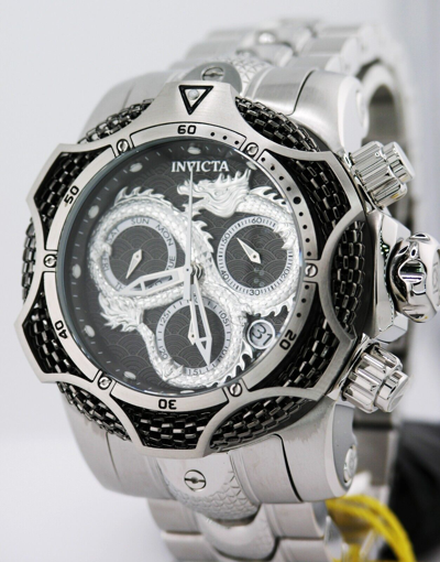 Pre-owned Invicta Reserve 31510 Venom Iii Dragon Swiss Chronograph Black Watch 52.5mm