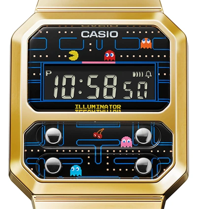 Pre-owned Casio Brand Unused  Vintage A100wepc Pac-man Classic Vintage Lcd Led Watch