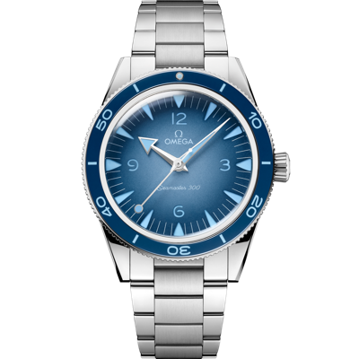 Pre-owned Omega Seamaster Automatic Chronometer Summer Blue Dial Watch 23430412103002 2024