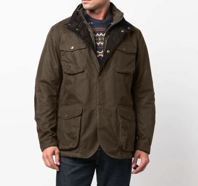 Pre-owned Barbour Ogston Wax Jacket W/ Elbow Patches Olive Msrp$625 Rugged Sophistication In Green