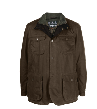 Pre-owned Barbour Ogston Wax Jacket W/ Elbow Patches Olive Msrp$625 Rugged Sophistication In Green