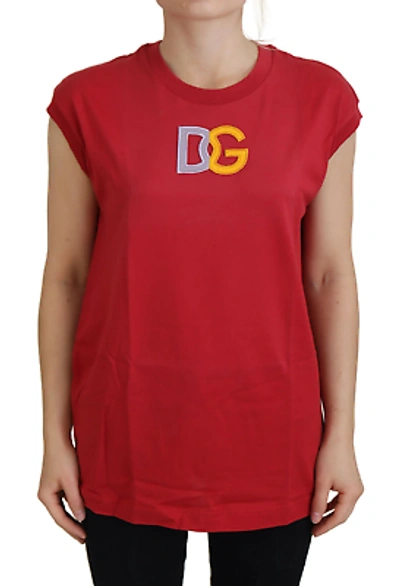 Pre-owned Dolce & Gabbana Elegant Red Sleeveless Cotton Tank Top