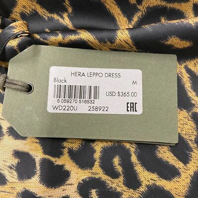 Pre-owned Allsaints Hera Leopard Print 2-in-1 Midi Dress Women's Size M Black
