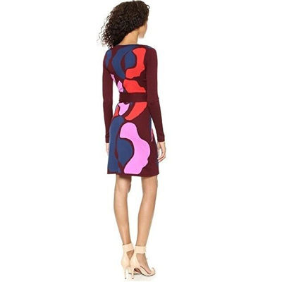 Pre-owned Diane Von Furstenberg Dvf Linda Rose Wool Wrap Dress Knit Printed Dress Size P In Pink