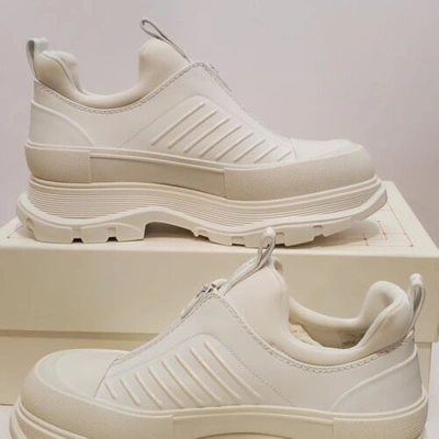 Pre-owned Alexander Mcqueen $1190  Tread Slick Moto Low Top Sneakers White《all Sizes》new