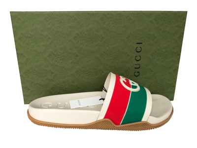 Pre-owned Gucci Authentic  Mens Slippers Slides Shoes Us12 Eu45 Uk11 In Multicolor