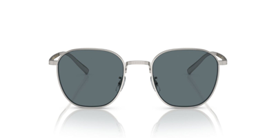 Pre-owned Oliver Peoples Rynn Ov 1329st Silver/blue Polarized (5036/3r) Sunglasses