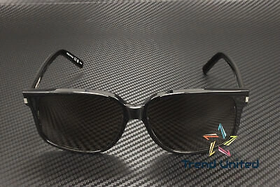 Pre-owned Saint Laurent Sl 599 001 Rectangular Squared Black 58 Mm Men's Sunglasses