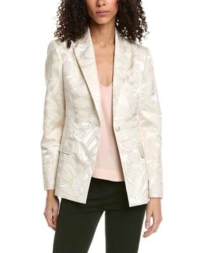 Pre-owned Ted Baker Slim Fit Jacquard Jacket Women's In White