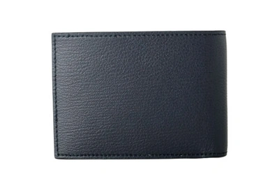 Pre-owned Ferragamo Salvatore  Men's Navy Blue Pebbled Textured Leather Bifold Wallet