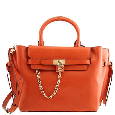 Pre-owned Michael Kors Deep Orange Large Hamilton Legacy Belted Satchel 30f1g9hs9l-855