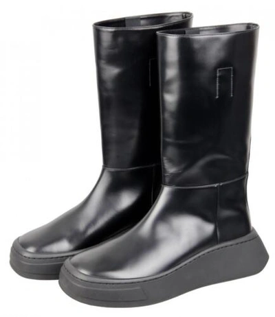 Pre-owned Prada Luxury  Boots 2wg013 Black Leather