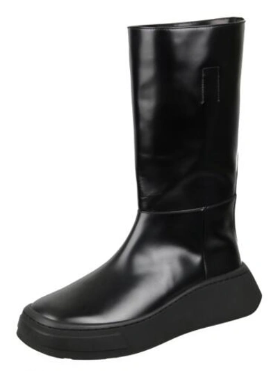 Pre-owned Prada Luxury  Boots 2wg013 Black Leather