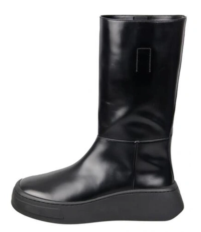 Pre-owned Prada Luxury  Boots 2wg013 Black Leather