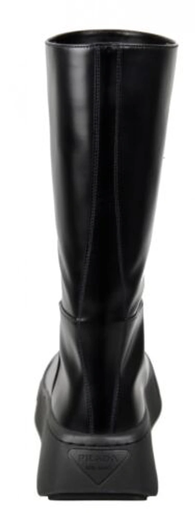 Pre-owned Prada Luxury  Boots 2wg013 Black Leather