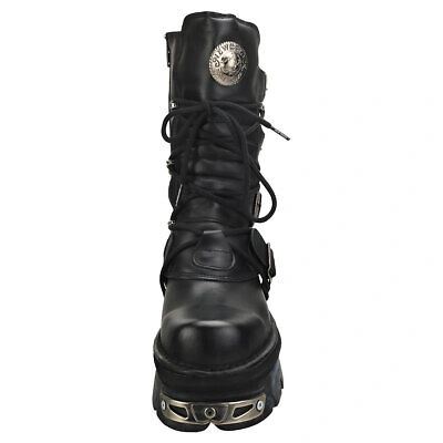 Pre-owned New Rock Rock Reactor Half Boots Unisex Black Platform Boots - 11 Us