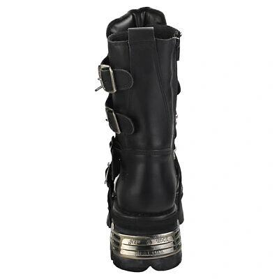 Pre-owned New Rock Rock Reactor Half Boots Unisex Black Platform Boots - 11 Us