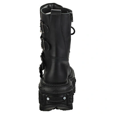 Pre-owned New Rock Rock Punk And Rock Unisex Black Platform Boots - 12 Us