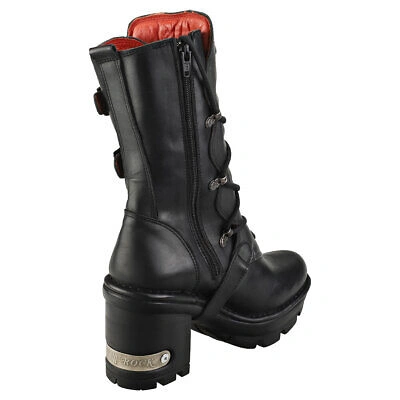 Pre-owned New Rock Rock M-neotyre05-s1 Unisex Black Platform Boots - 9.5 Us