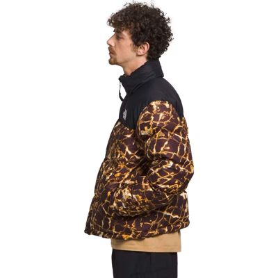 Pre-owned The North Face Men's 1996 Retro Nuptse [brown/black] Hooded Puffer Jacket Small In Coal Brown Water Distrotion Print , Tnf Black