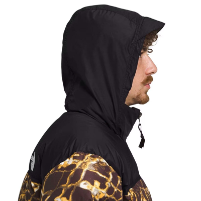 Pre-owned The North Face Men's 1996 Retro Nuptse [brown/black] Hooded Puffer Jacket Small In Coal Brown Water Distrotion Print , Tnf Black