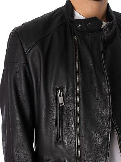 Pre-owned Hugo Boss Hugo Men's Lewis Leather Jacket, Black