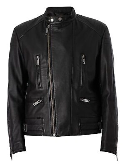 Pre-owned Hugo Boss Hugo Men's Lewis Leather Jacket, Black