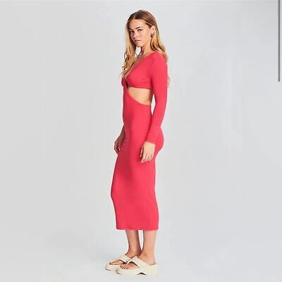 Pre-owned Ser.o.ya Ivana One Sleeve Midi Dress Xs In Pink