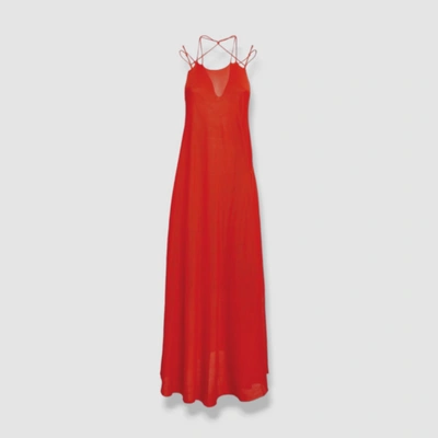 Pre-owned Victoria Beckham $1790  Women's Red Open-back Knitted Midi Maxi Dress Size L