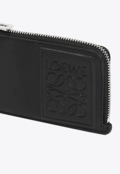 Shop Loewe Anagram Leather Zipped Cardholder In Black