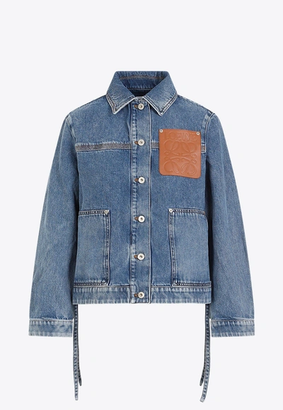 Shop Loewe Anagram Workwear Denim Jacket In Blue