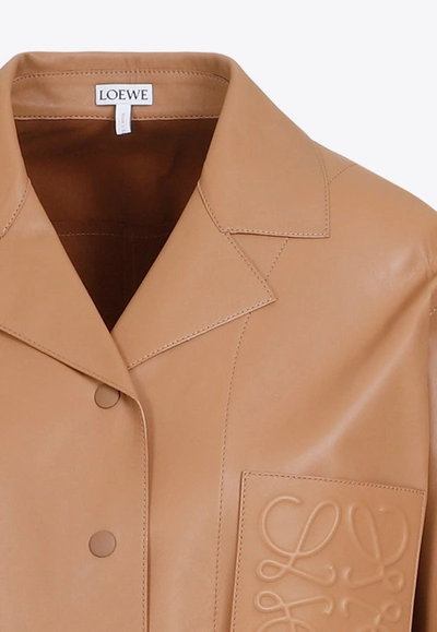 Shop Loewe Anagram-embossed Leather Jacket In Nude