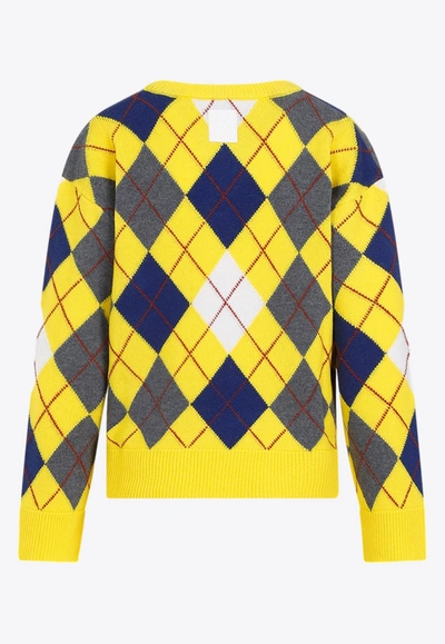 Shop Loewe Argyle Wool Sweater In Yellow