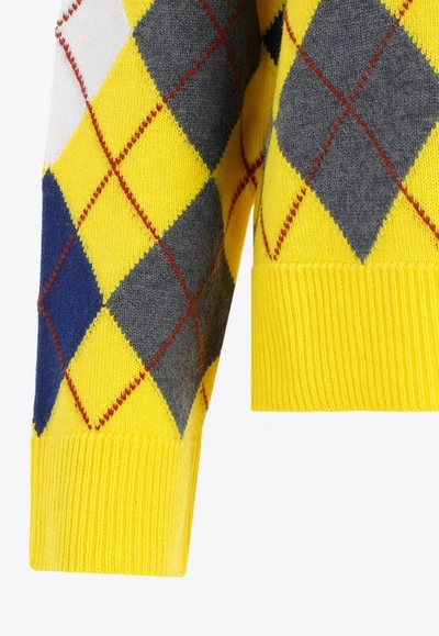 Shop Loewe Argyle Wool Sweater In Yellow