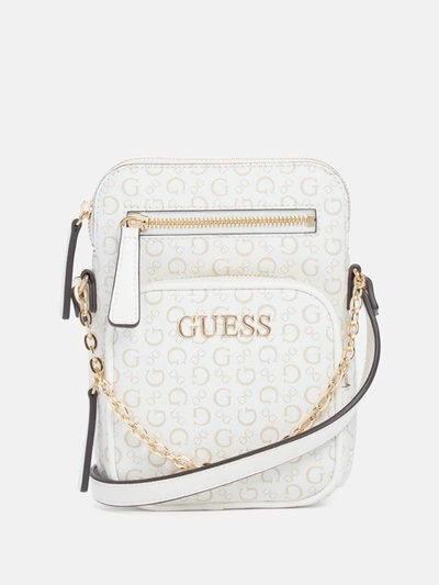 Shop Guess Factory Filmore Canvas Crossbody In White