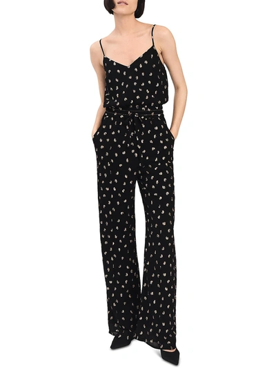 Shop Derek Lam 10 Crosby Womens Gold Dots Drawstring Waist Jumpsuit In Black