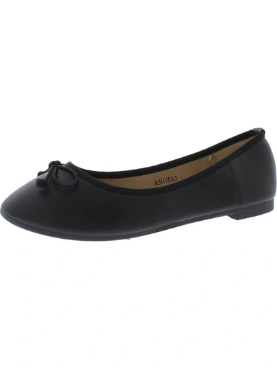 Shop Crepuscolo Womens Faux Leather Slip-on Ballet Flats In Black