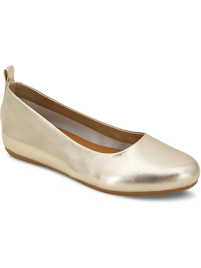 Shop Andre Assous Nalah Womens Leather Slip-on Ballet Flats In Silver