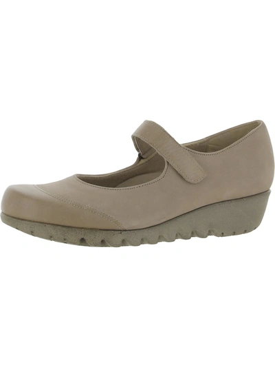 Shop Munro Womens Leather Heel Mary Janes In Beige