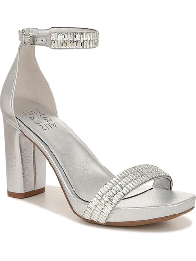 Shop Naturalizer Joy Sparkle Womens Satin Ankle Strap Heels In Silver
