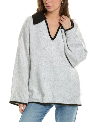 Shop Weworewhat Collar V-neck Sweater In Grey