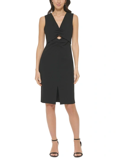 Shop Calvin Klein Womens Cut-out Ruching Sheath Dress In Black
