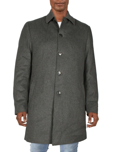 Shop Lauren Ralph Lauren Ladd Mens Wool Blend Down Filled Overcoat In Grey