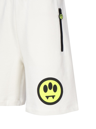 Shop Barrow Bermuda Shorts With Logo And Smiley Writing In Off White