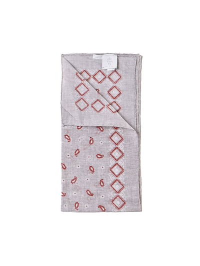 Shop Eleventy Cotton Scarf In Paisley Print In Grey, Red